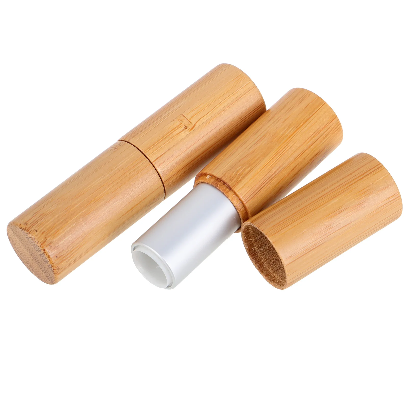 2개입 빈 대나무 립스틱 튜브 스타일리시 휴대용 DIY 립밤 용기 리필 가능한 메이크업 튜브 빈 튜브