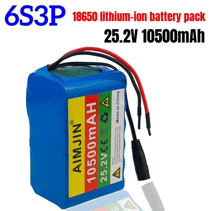 

6s3p 24V 18650 комплект литий-ионный батарей 25,2 V 10500mAh Электрический велосипед, телефон для мотоцикла + зарядное устройство 2A