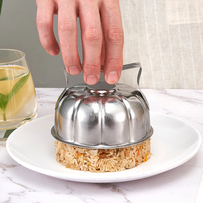 Molde de arroz de acero inoxidable con mango, máquina para hacer rollos de arroz y verduras de calidad alimentaria, herramienta de prensa de arroz frito antiadherente, utensilios de cocina duraderos