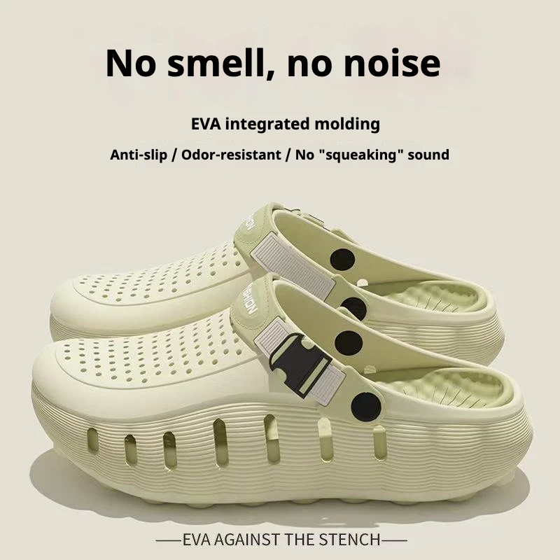 Herren-Lochschuhe, Rutschfeste Weichsohlen-EVA Zweifach Tragbare Coole Pantoffeln, Atmungsaktive Sommer-Outdoor-Strandschuhe – Detail 8