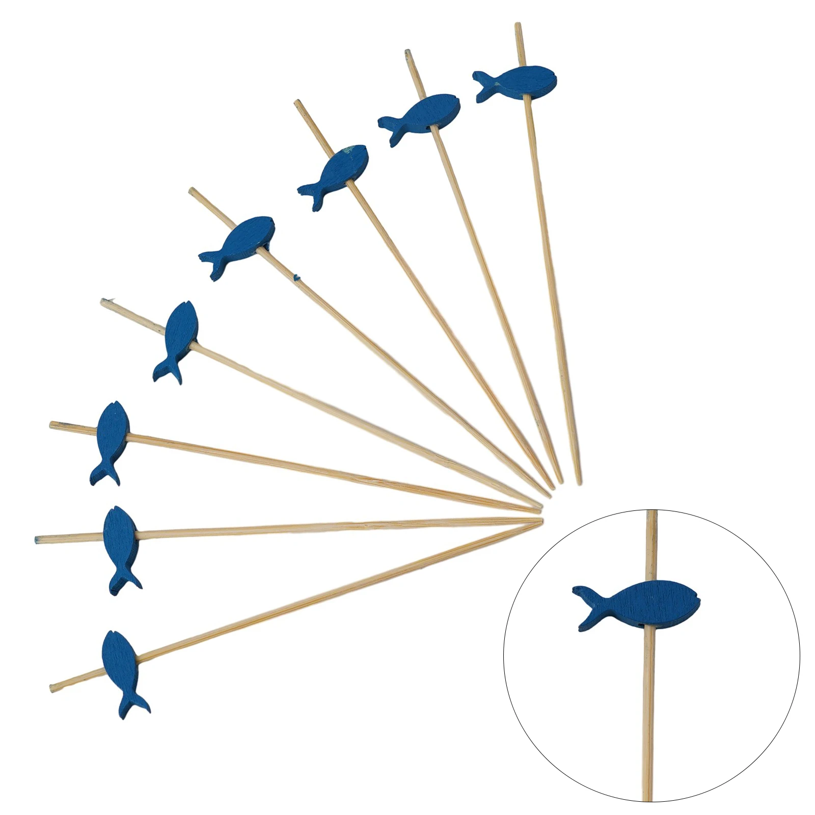 100PCS Cocktail Picks Blue Fish Fruit Party Picks Appetizer Picks 12cm/4.7inch Tableware Forks Barware Baking Tools Kitchen Part