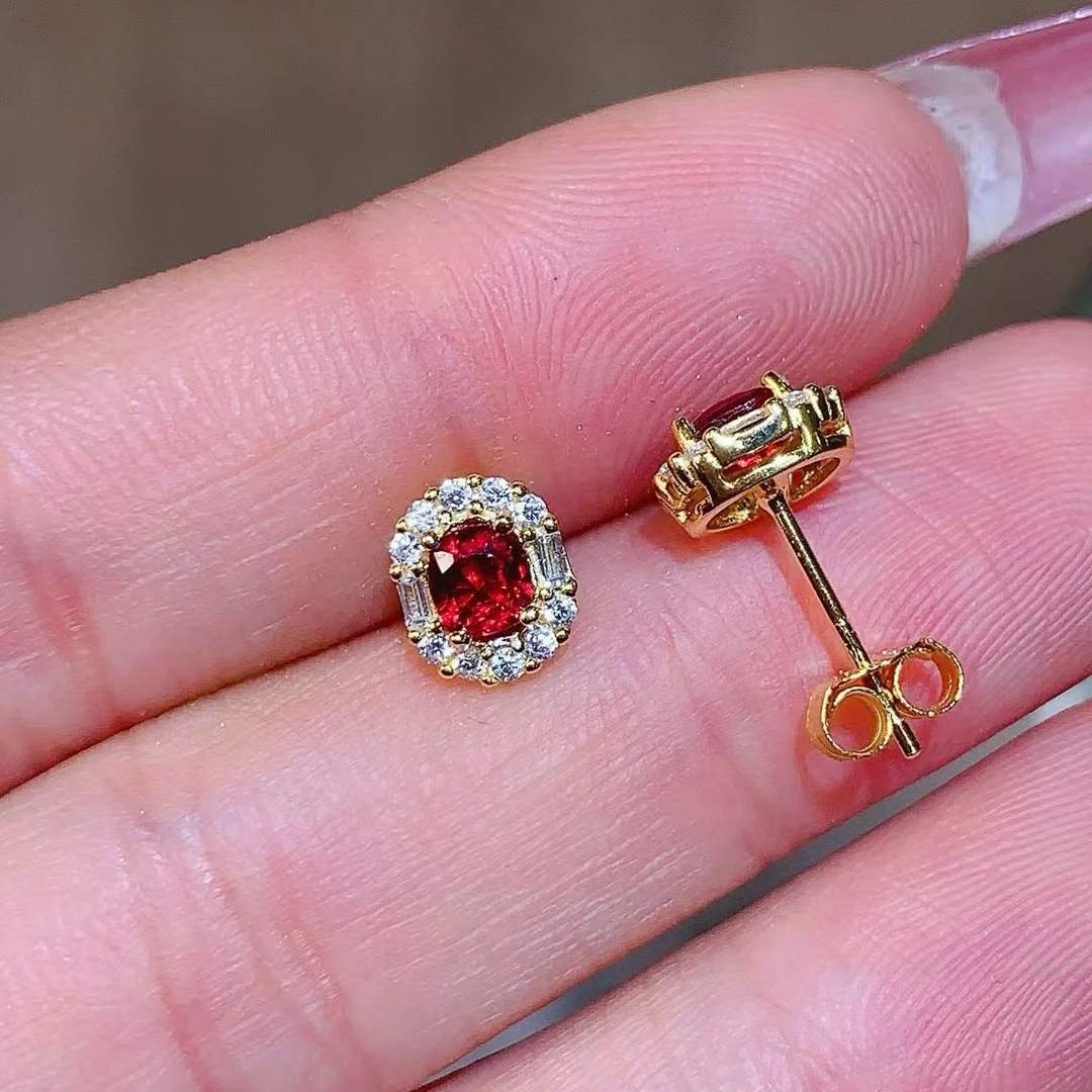 

KJJEAXCMY Natural Spinel Earrings S925 Silver Inlaid Simple Women's High-End Jewelry The crystal is clean and beautiful color