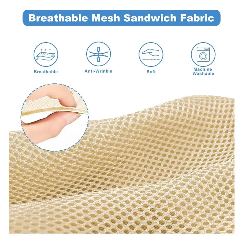 Durable Breathable Bench Seat Covers Washable Polyester Mesh Cloth Without Logo, Beige for Clubcar EZGO TXT