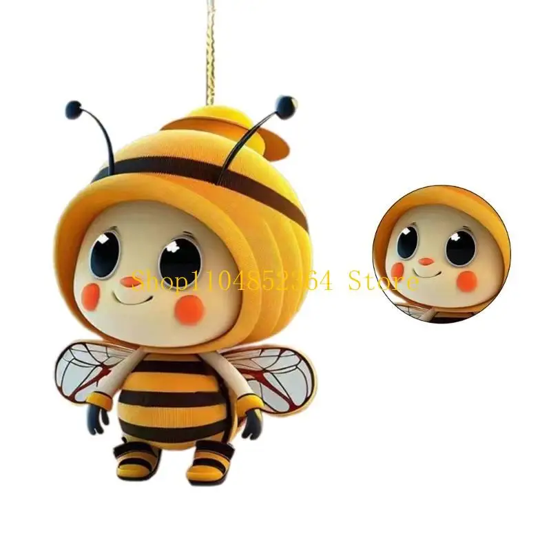 652F Bees Car Ornament, Acrylic Car Rear View Mirrorr Hold Car Mirrorr Hangings Decorations Bag Hangings Ornament