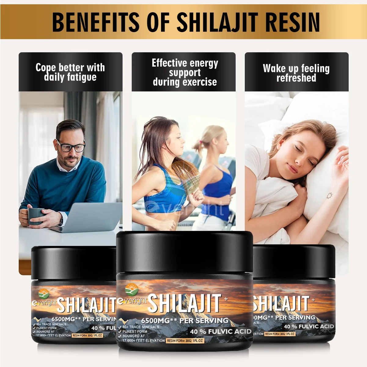 Shilajit Resin 6500mg Organic Pure Himalayan for Boost Energy, Help Metabolism, Immune System Support with 85+ Trace Minerals