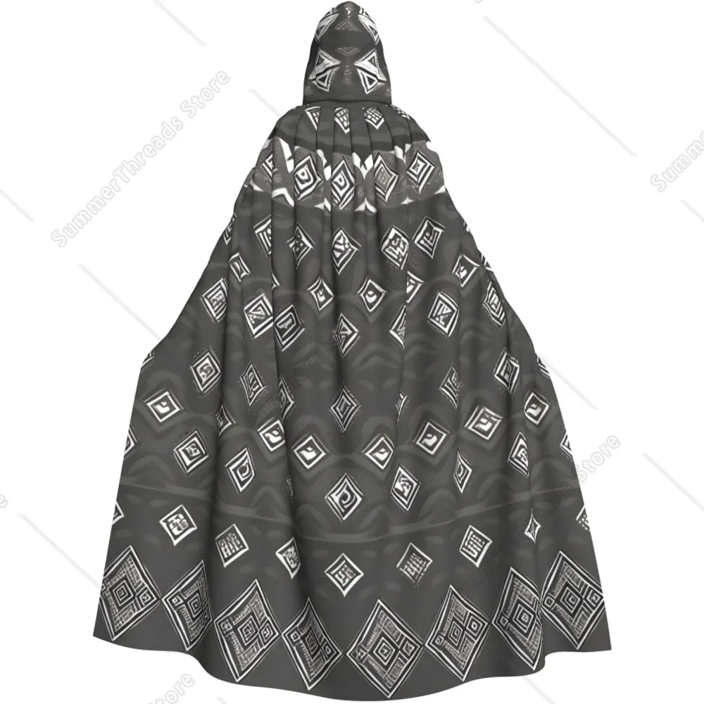 

Grey Tribal Print Adults Hooded Cloak With Halloween Christmas Witch Cape Robe Costume Party