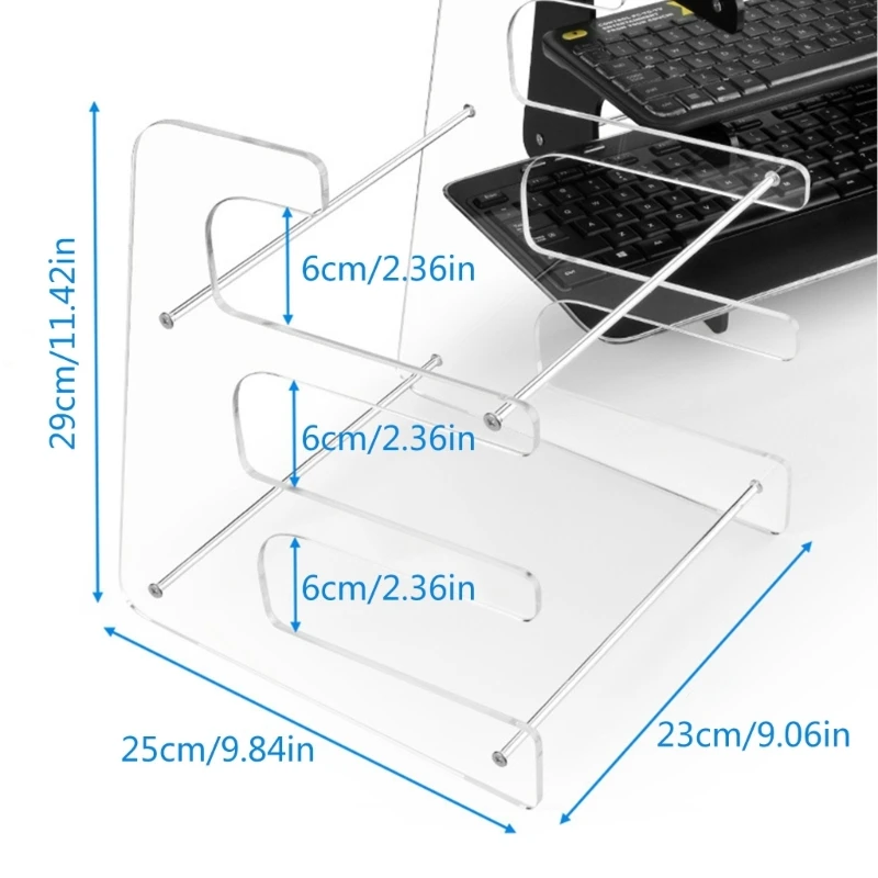 Soporte exhibición para teclado que ahorra espacio, soporte teclado acrílico funcional para varios teclados y accesorios