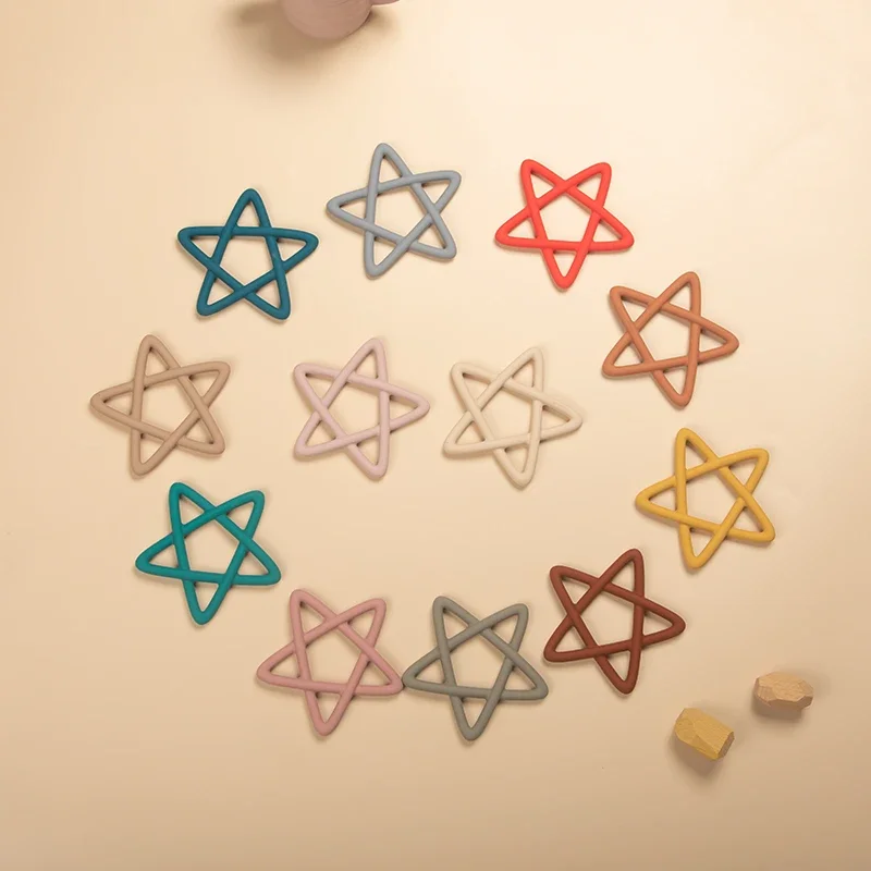 Food Grade Baby Pentagram Shape Teether Toys Infant Soft Silicone Teething Chewing Molar Toy BPA Free Newborn Baby Accessories