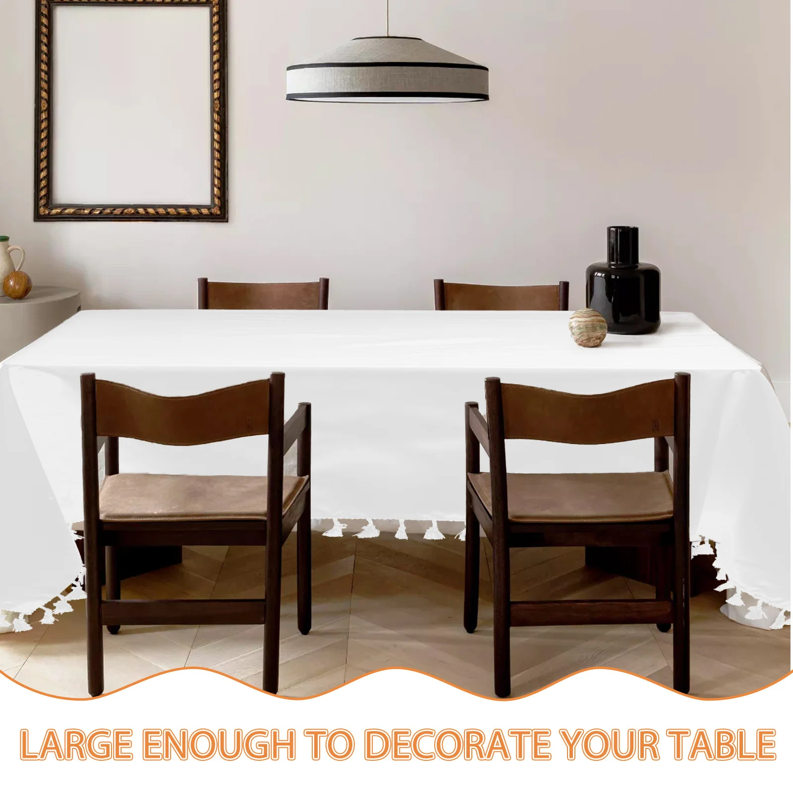 

Waterproof Tablecloth Polyester Rectangle Fringed Cover For Party Buffet Wedding Camping Picnic Kitchen Decor Solid Color