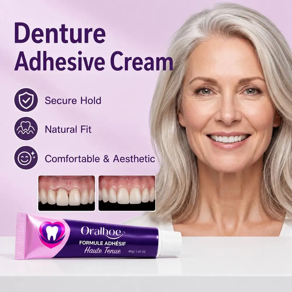 40g Denture Adhesive Long Lasting Denture Hold, Thermoplastic Denture Fixing Adhesive, Strong Adhesion Prevent Denture Loosen