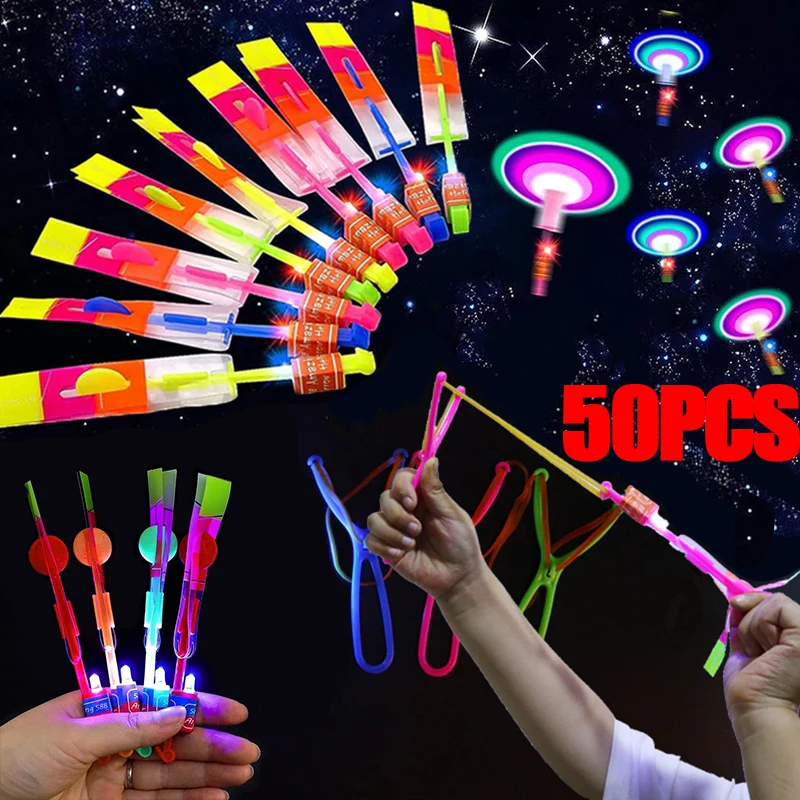 

LED Luminous Slingshot Outdoor Flash Light Flying Arrows Flying Toys Helicopter Slingshots Catapult Kids Adults Toy Party Props