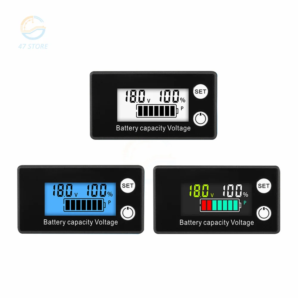 DC 8-100V Digital Voltmeter Digital Electricity Meter LCD Lead Lithium Battery Two-wire Digital Voltmeter with Alarm Function