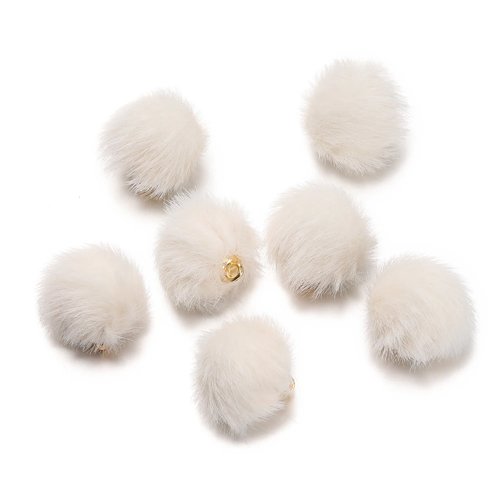 10pcs 17mm Plush Fur Covered Ball Beads Charms Pompom Beads Pendant for DIY Earring Bag Keychain Pendant Jewelry Making Supplies