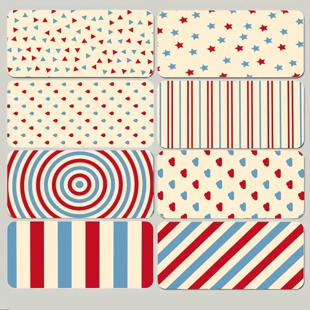 Soft Harmonious Pastel Yellow Light Blue And Red Mouse Pad Large Gaming Mousepad with Thick Stitched Edge Non-Slip Desk Mat