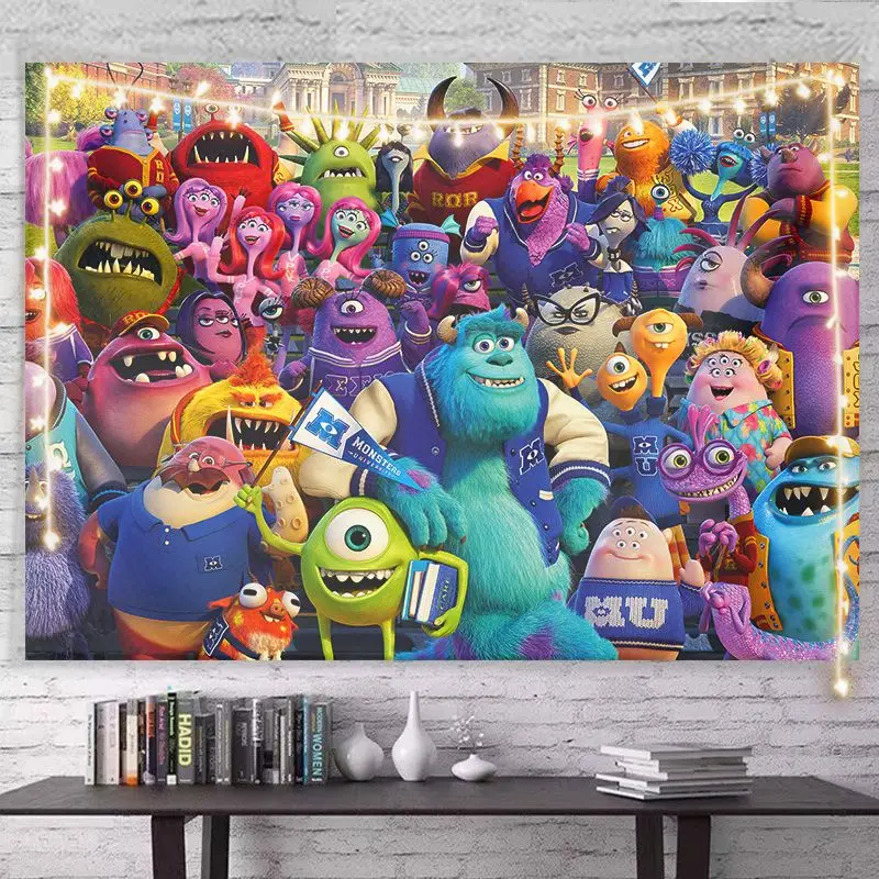 Monsters University Background Cloth Anime Hanging Cloth Big Eyes Mike Hairy Monster Sullivan Room Bedroom Decorative Wallpaper