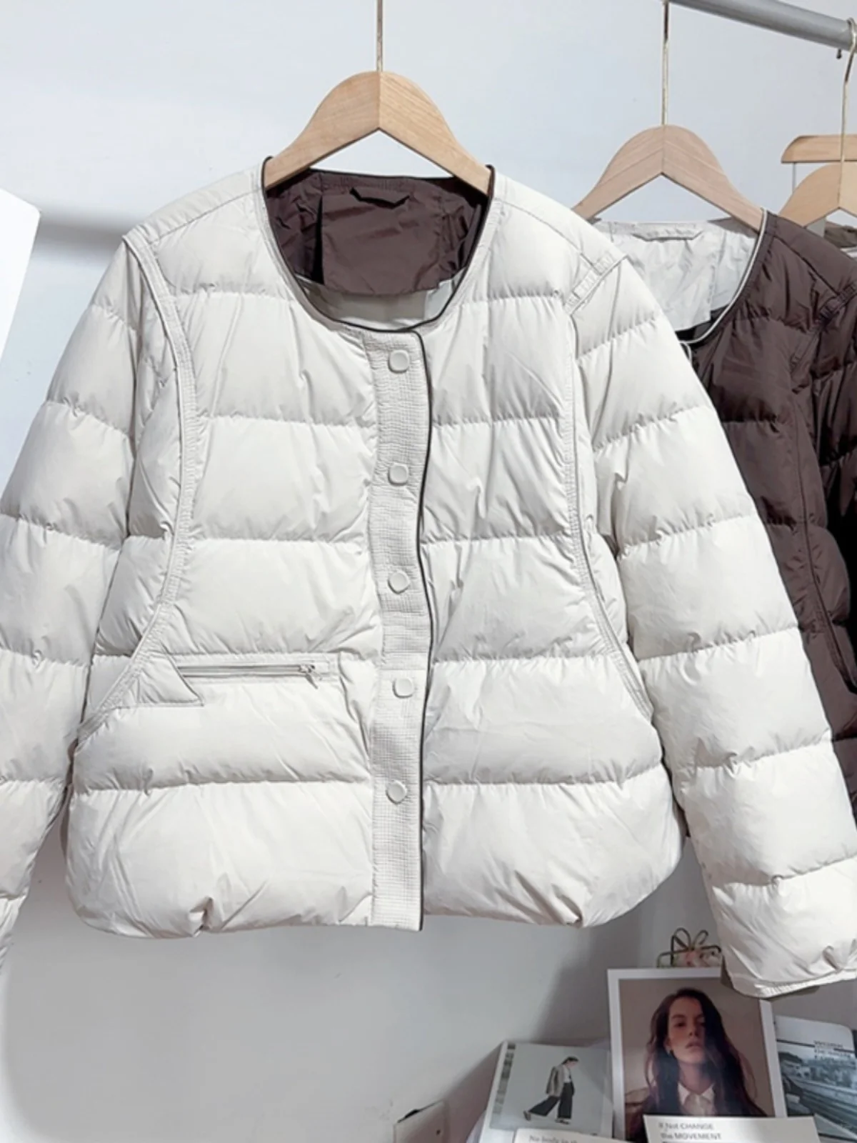 

Модное корейское короткое пальто-жакет для женщин с длинными рукавами, круглым вырезом, на одной пуговице, осенне-зимняя новинка