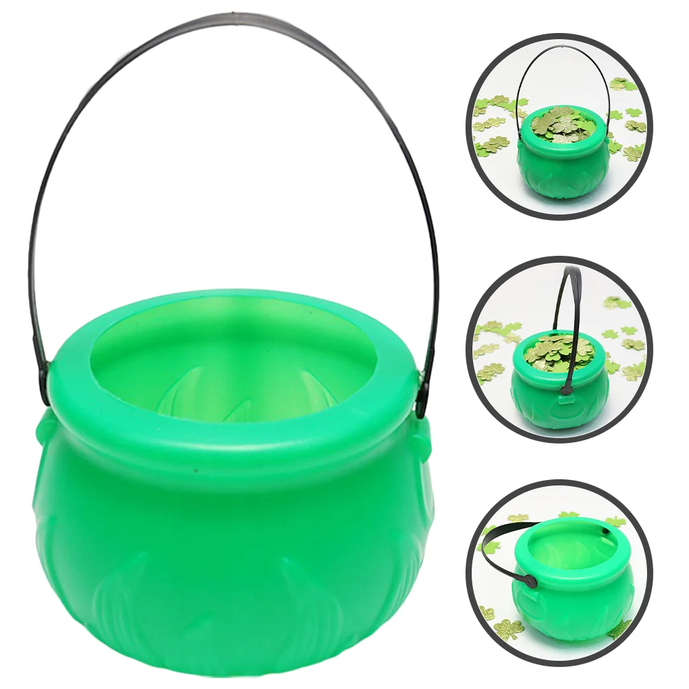 

Green Flame Carrying Barrel St Patrick's Day Party Supplies Candy Pot Jar Container Bucket St Decoration Plastic Holder