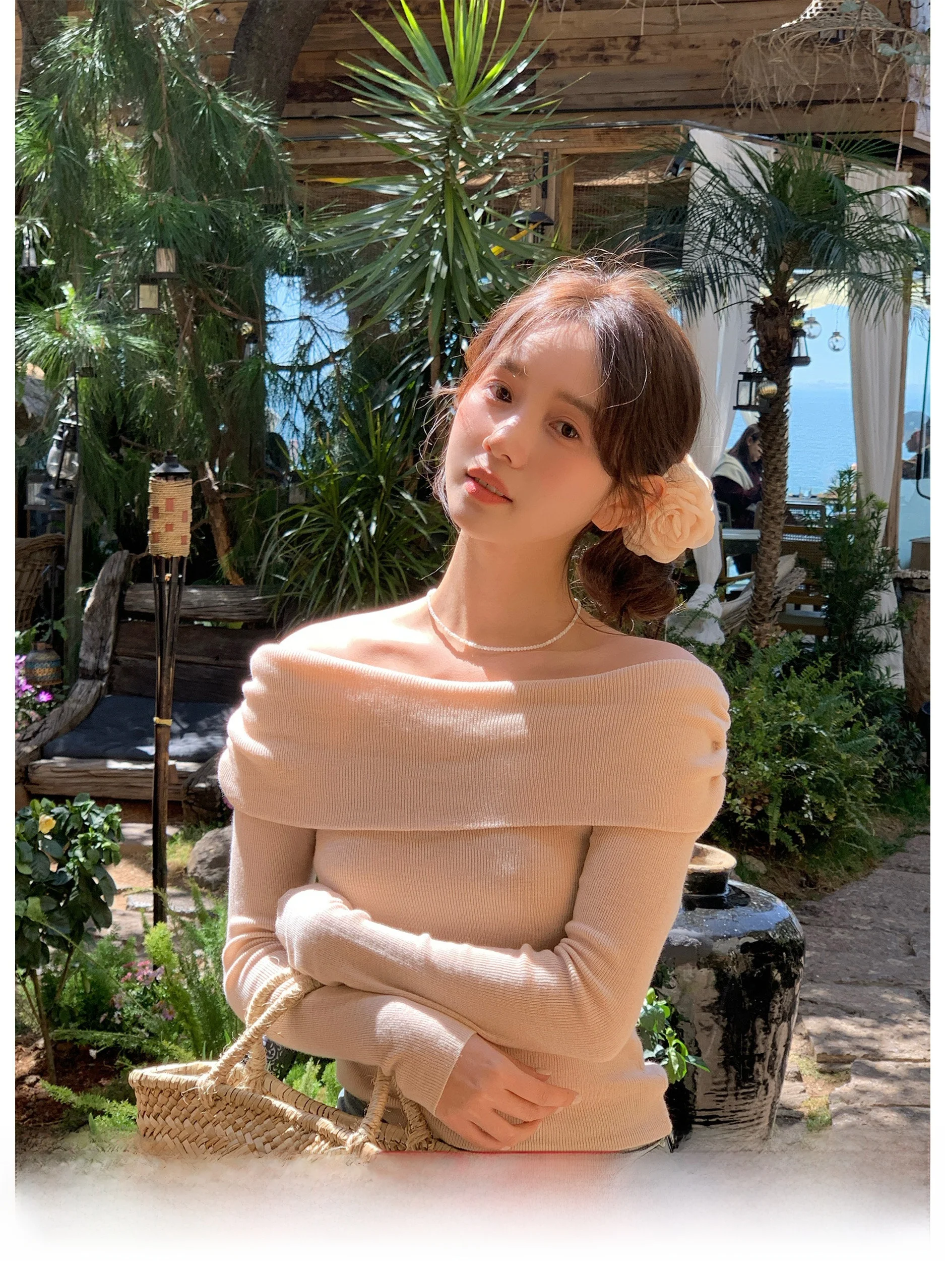 

Sweet Sle Long Sve Knitted Sweater Women's Faion Slim Fit Beautiful oulder Bared One-oulder Top by Lingjiu