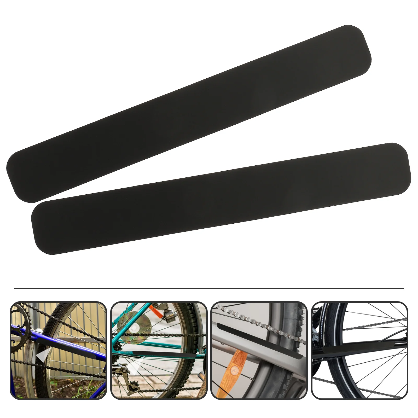 

2 Pcs Bike Stickers Anti scratch Frame Protectors Silicone Decals for Bikes Easy Install Black Cycling