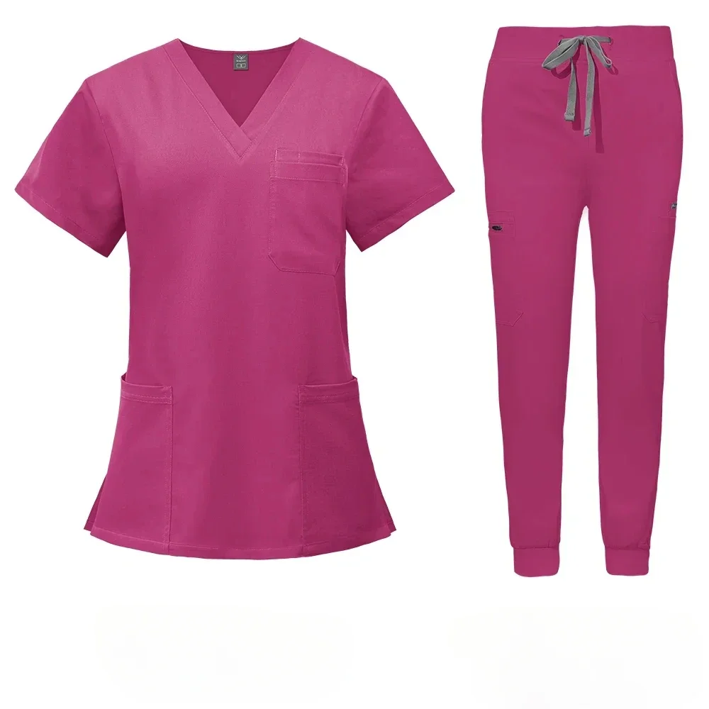 Customizable LOGO Hospital Doctor Nursing Uniform Women Wholesale Casual V-neck Suits Nurse Pharmacy Working Medical Uniforms