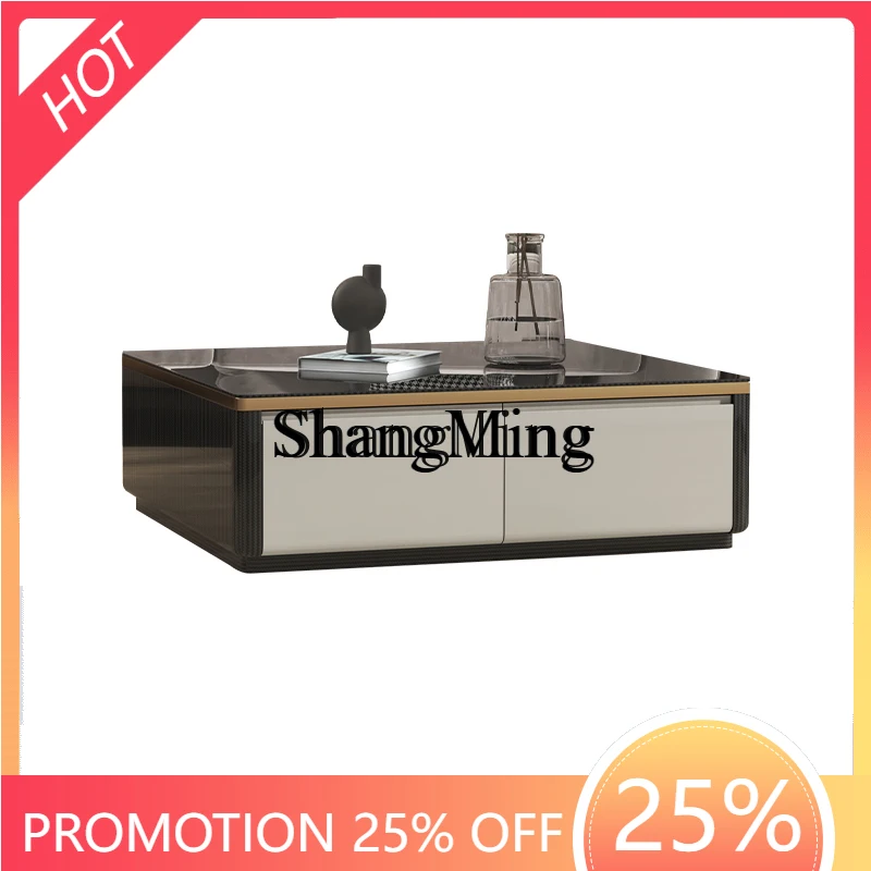 

ZYY light luxury high-end coffee table squar glass living room household floor cabinet small apartment table simple table