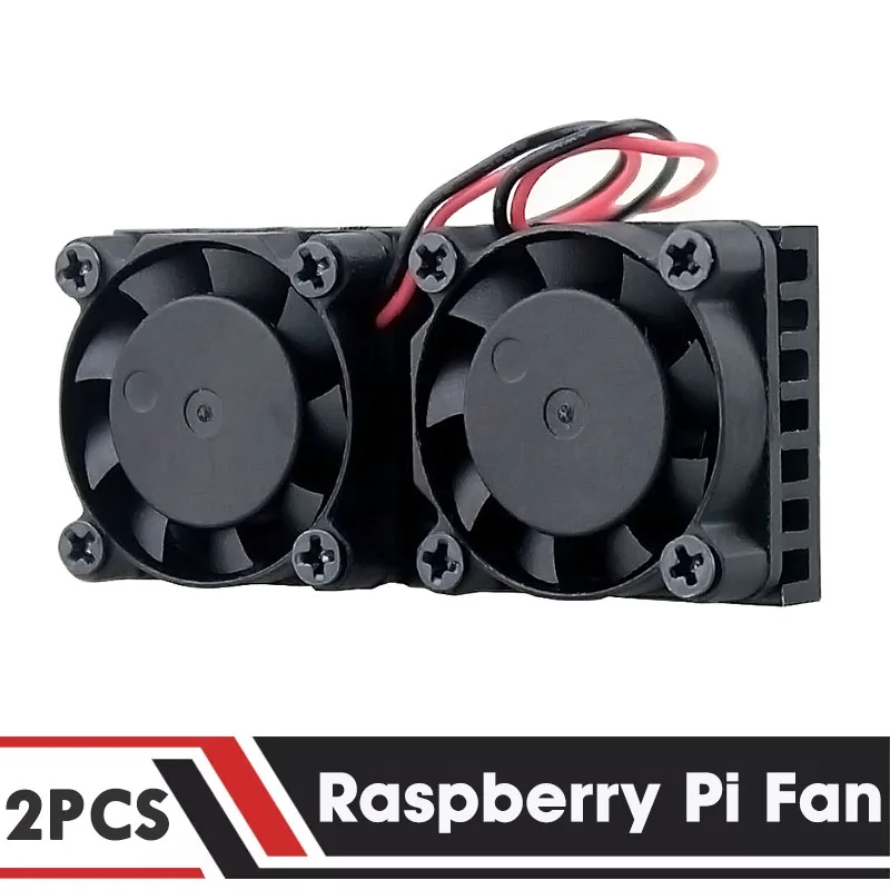 GDSTIME 2 Buah Raspberry Pi Dual Fan Tembaga Heatsink dengan 25MM Dual Cooling Fan untuk Raspberry Pi 3 Pi 2 Model B B + NESPi Cooling