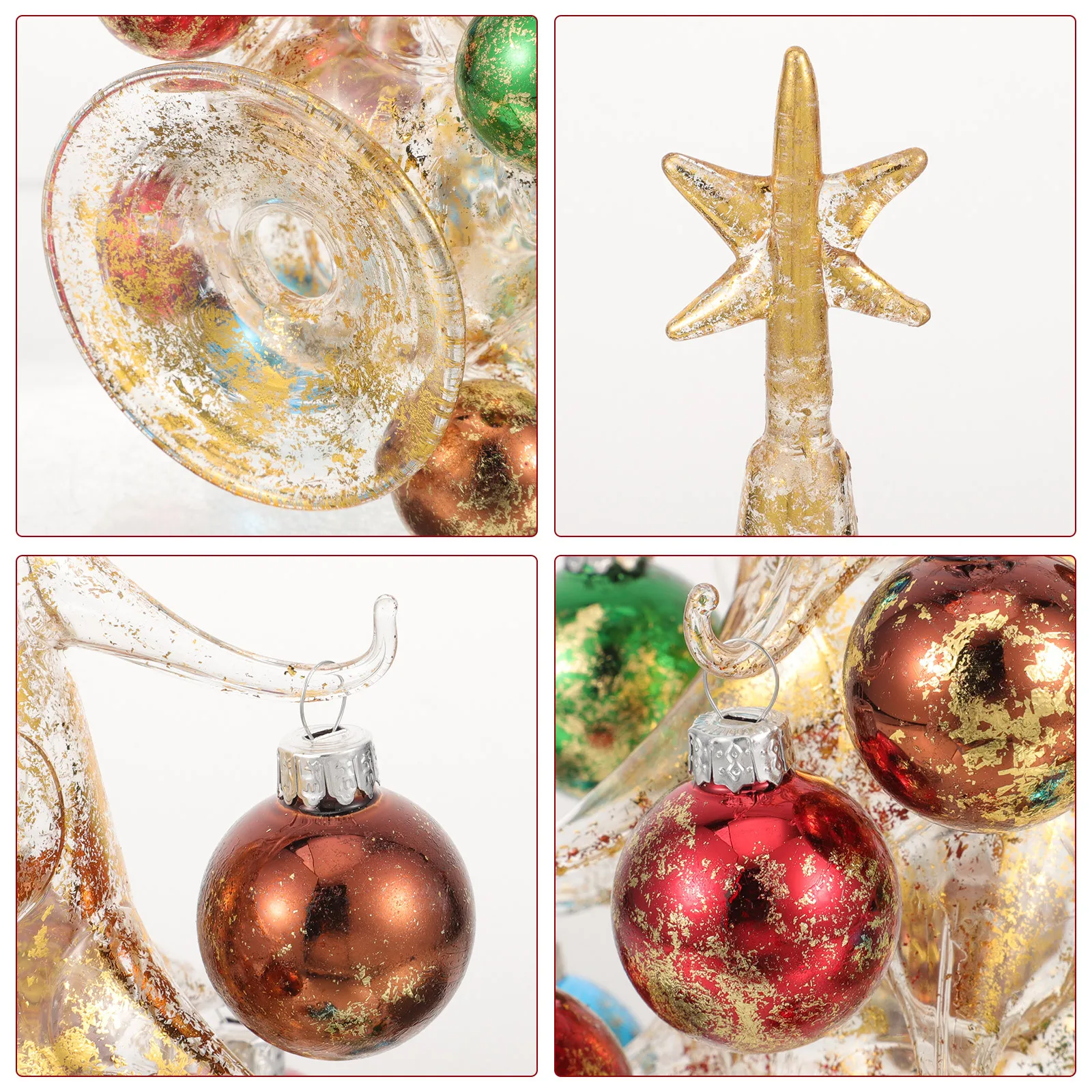 

Glass Christmas Tree Desktop Ornament Xmas Holiday Tabletop Decor Party Supplies Festive Decoration Christmas Trees