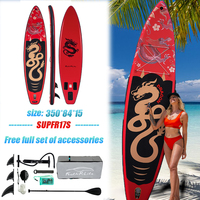Feath-R-Lite 11.5' Inflatable Dragon Paddle Board Red Gold 350cm Non-Slip Deck Complete Accessories for Adults