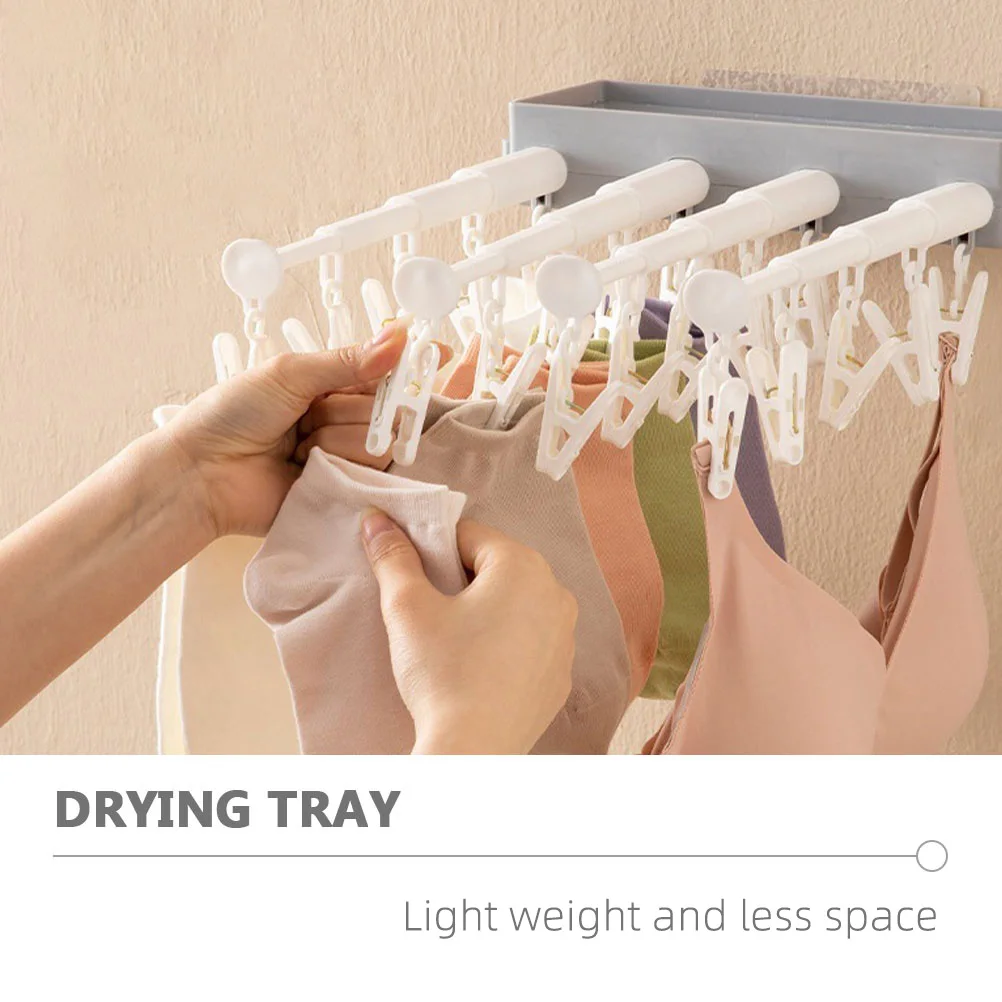 

Foldable Hanger PP Material Multi clip Clothes Drying Rack Balcony Hangers Wall Mount Underwear Clip Travel Use