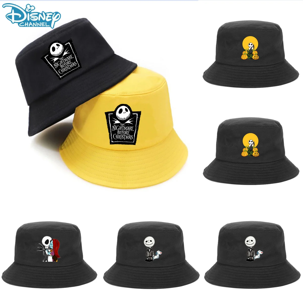 

Disney Christmas Fright Night Fisherman Hat Cartoon Peripheral Men's and Women's Sports Visor Jack Character Creative Hat