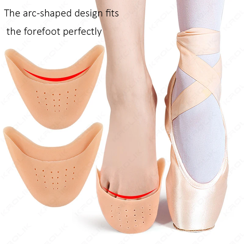 1 pasang Pelindung Jari Kaki Silikon Gel Profesional untuk Sepatu Balet Pointe, Bantalan Telapak Kaki Depan, Pelindung Jari Kaki Elastis