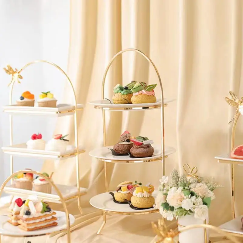 Business Reception Dessert Cupcake Candy Layout Buffet Snack Plate Afternoon Tea Weddding Birthday Party Fruit Bread Drink Trays