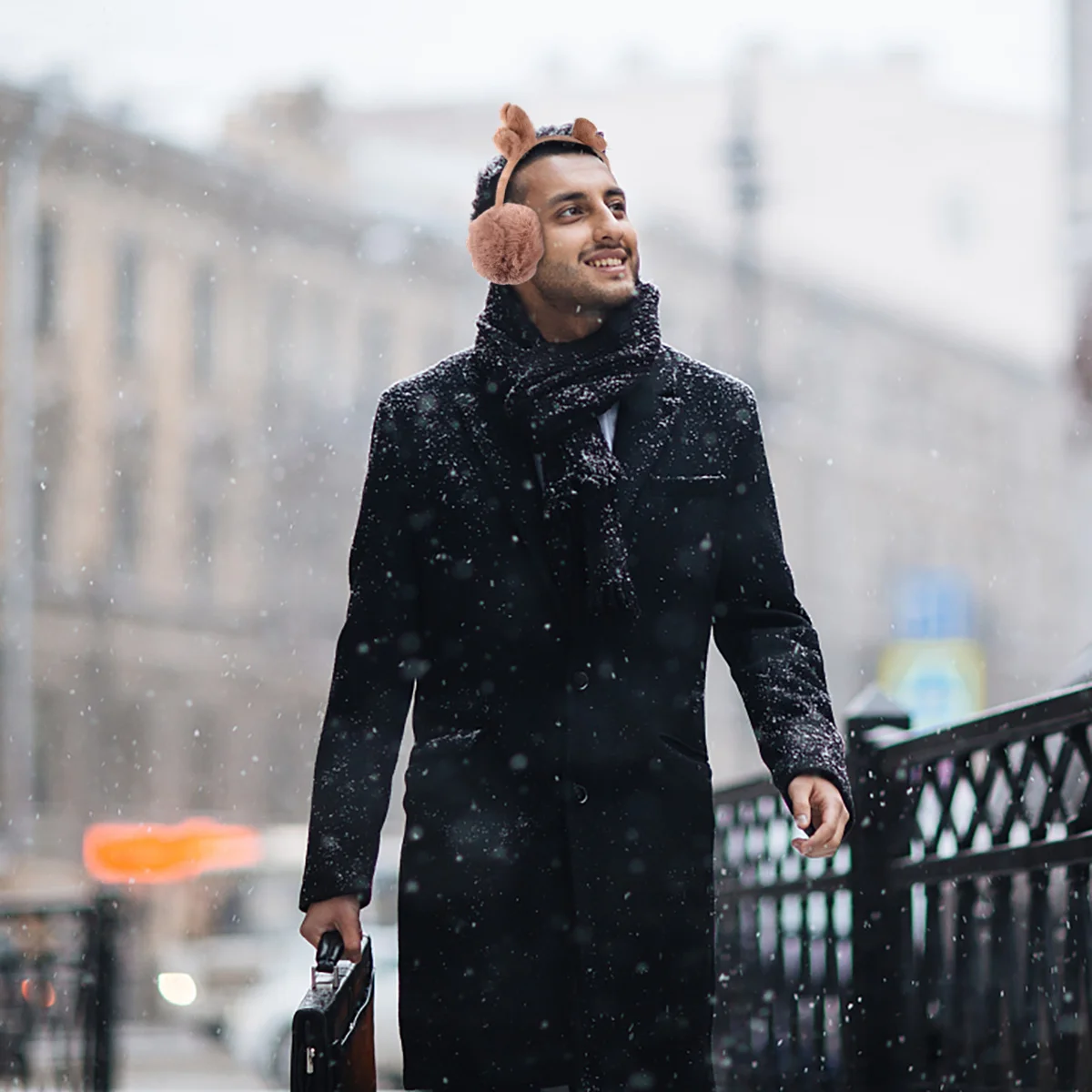 قرون الرنة الشتاء تدفئة الأذن طوي غطاء للأذنين الناعمة للنساء في الهواء الطلق التزلج المشي لمسافات طويلة أنشطة الثلوج قرن الوعل عقال