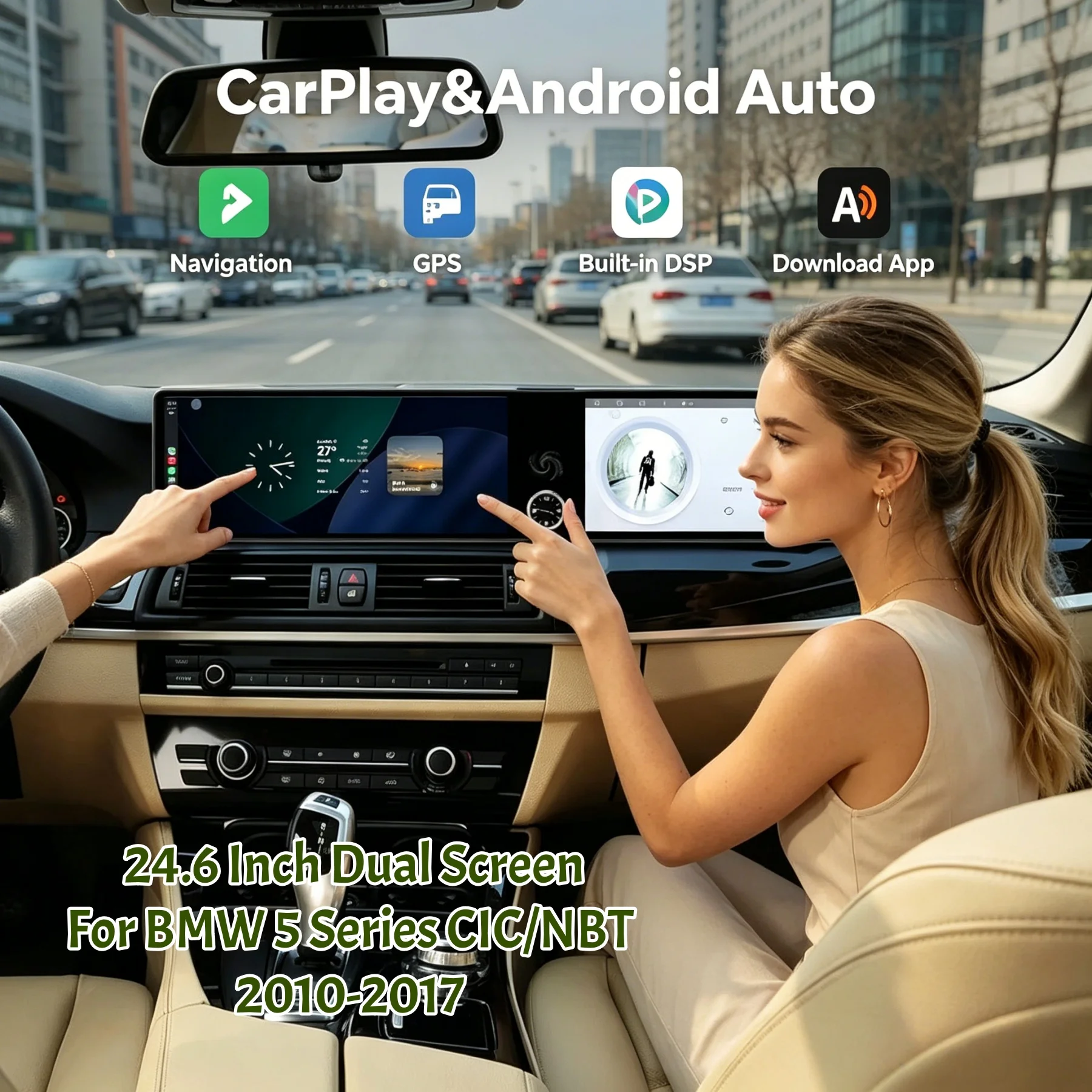 

Car Dual 12.3 inch Screen For BMW 5 Series 2010 - 2017 CIC NBT Multimedia GPS Navigation Android Touch Screen Stereo Head Unit