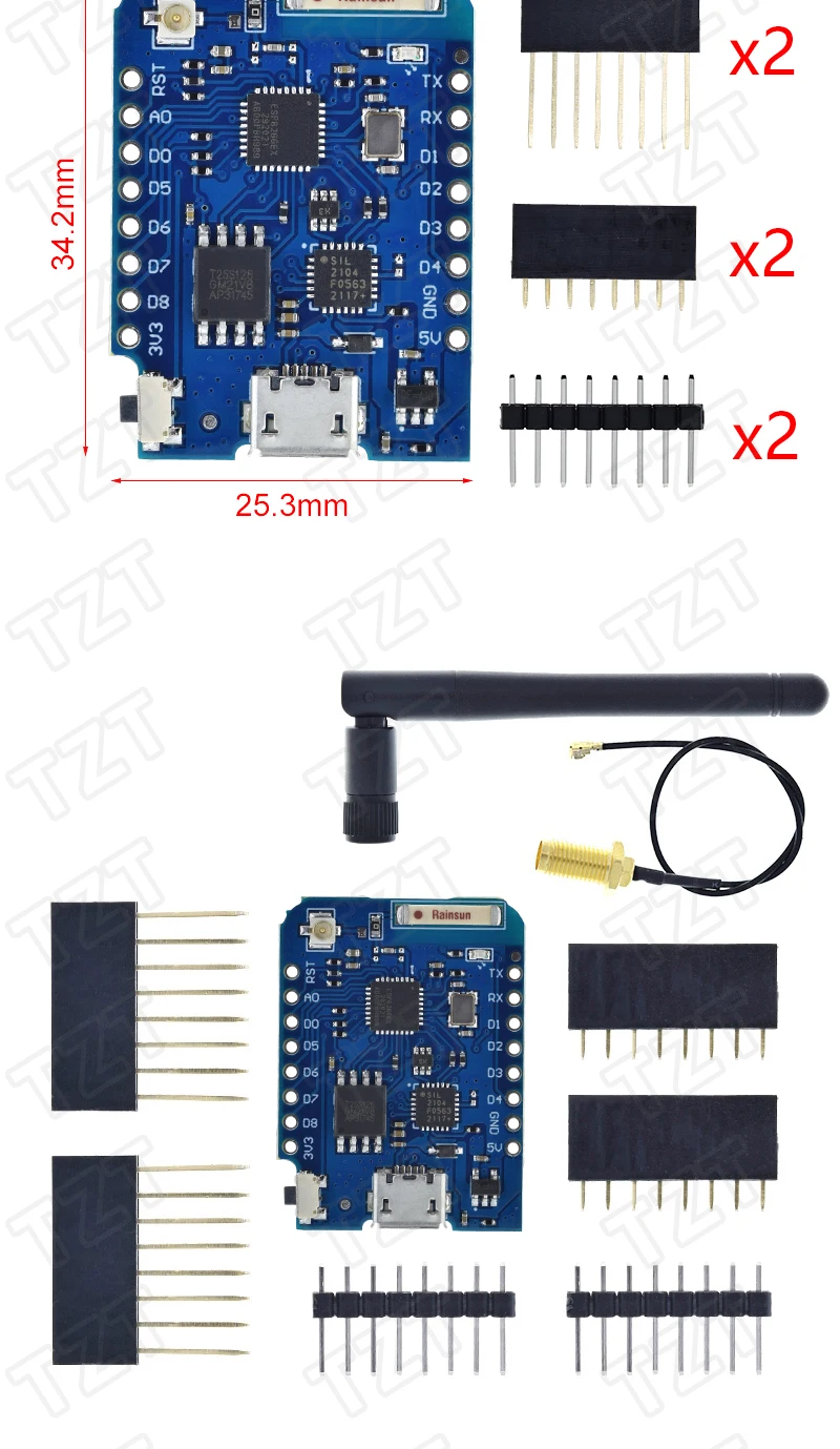 WeMos D1 Mini Pro V3.0 NodeMcu 4 MB/16 MB Bytes Lua WIFI Internet of Things Entwicklungsboard basierend auf ESP8266 CH340G Nodemcu V2 – Detail 20