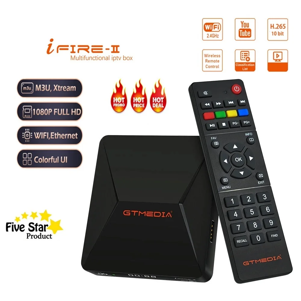 Xtream IPTV SUNker Décodeur Media First, Top Box, 2 Décodeurs, Lecteur réseau, Wifi intégré, Ethernet, TV Box, Version globale