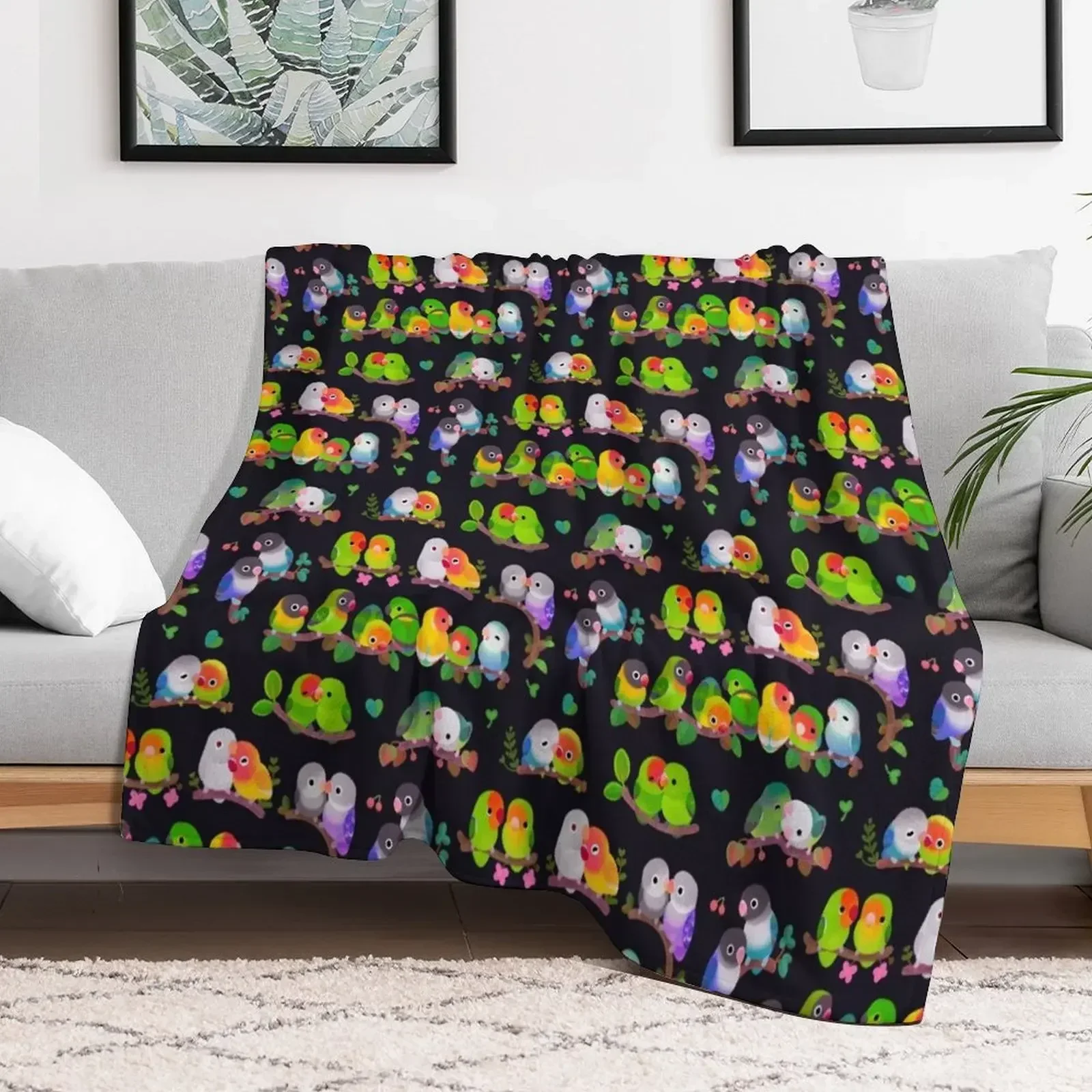 Lovebird - dark Throw Blanket Thins christmas gifts Furry Fashion Sofas Blankets