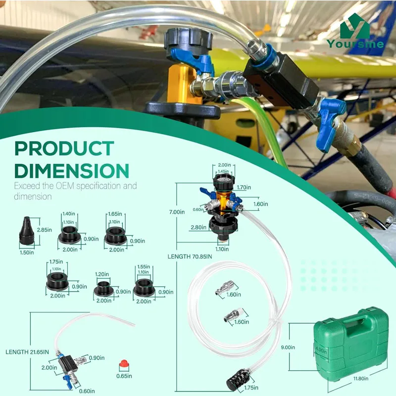 24444 Coolant System Refiller Kit, 5 Adapters, Car SUV Truck Vacuum Leak Tester Universal Fit