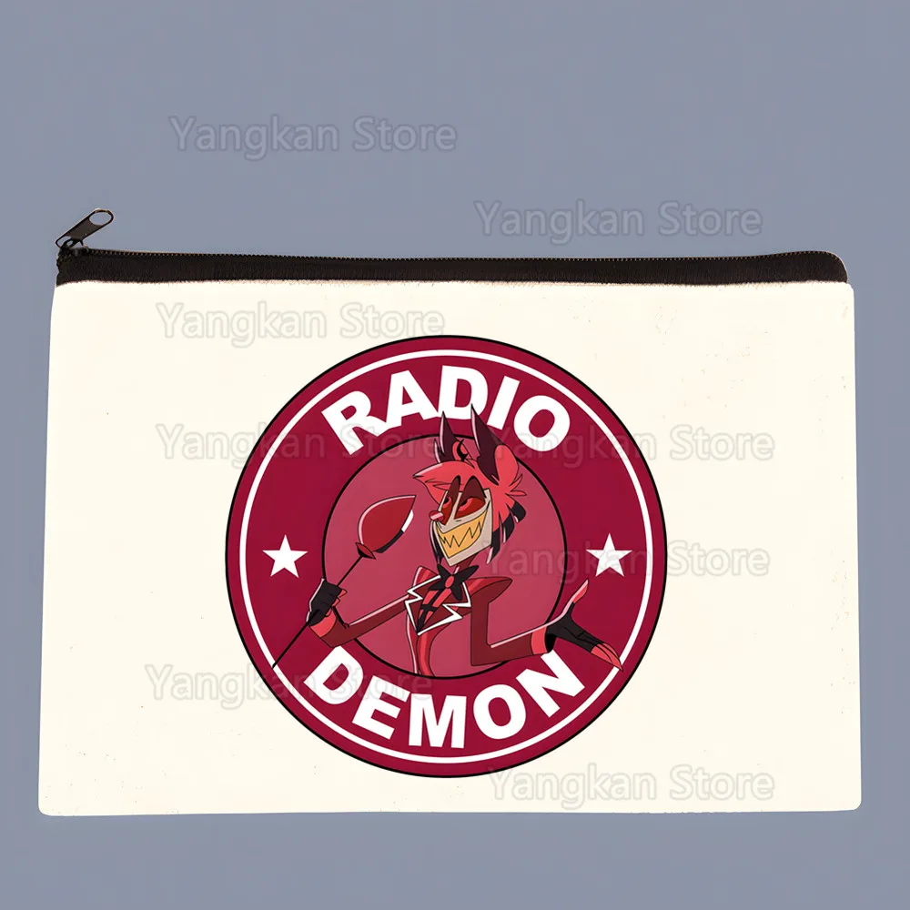 

RADIO DEMON Canvas Pouch Slogan Canvas Bag Cosmetic Zipped Pencil Snack Luxury Toiletry Bag Makeup Case