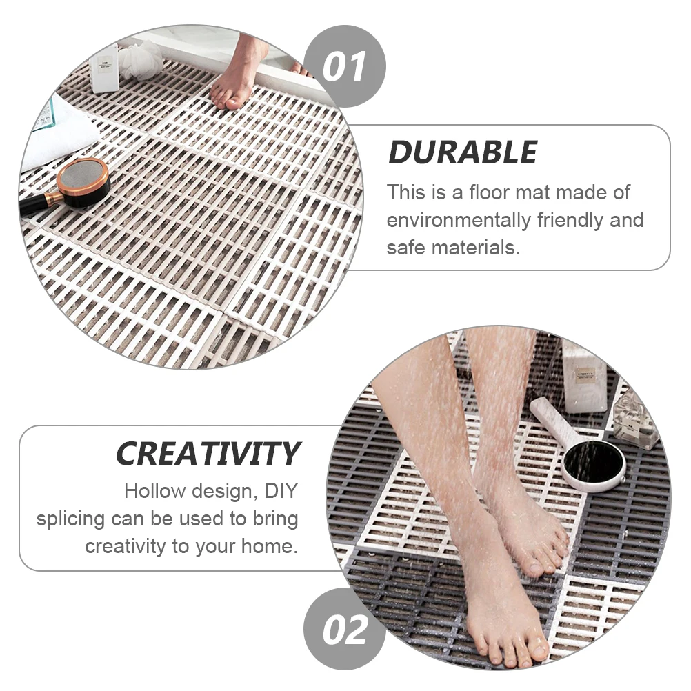 

2Pcs Non- Bathroom Mat Rubber Cuttable Splicing Shower Floor Pad Water-Resistant Stain-Removal Balcony Kitchen