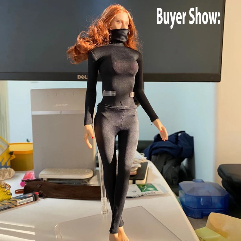 VSTOYS 18XG24 Zestaw ubrań dla kobiecej figurki akcji w skali 1/6: dopasowany top z długim rękawem i wysokim kołnierzem, pasujący do 12-calowych figurek żołnierzyek.