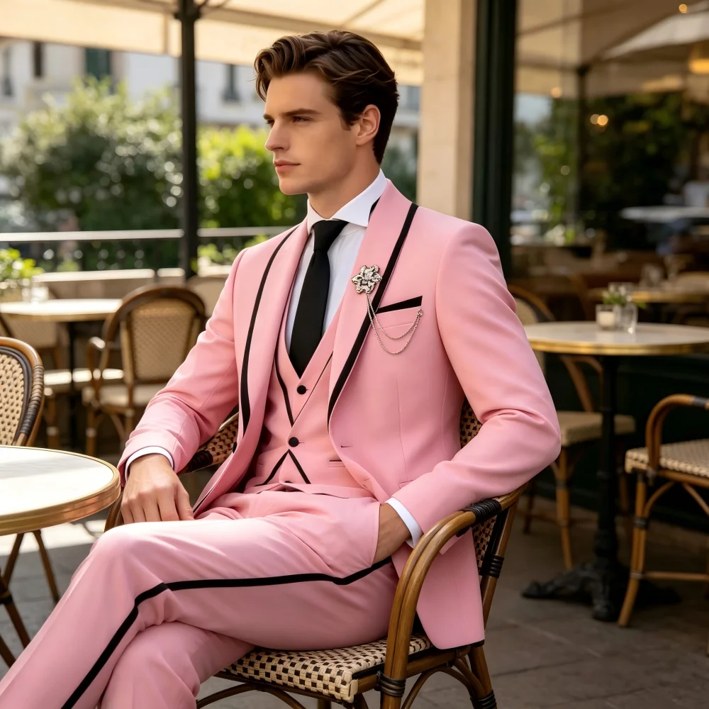 

Мужской однотонный деловой костюм-тройка приталенного кроя с пиджаком, жилетом и брюками для свадьбы, вечеринки, роскошный модный смокинг