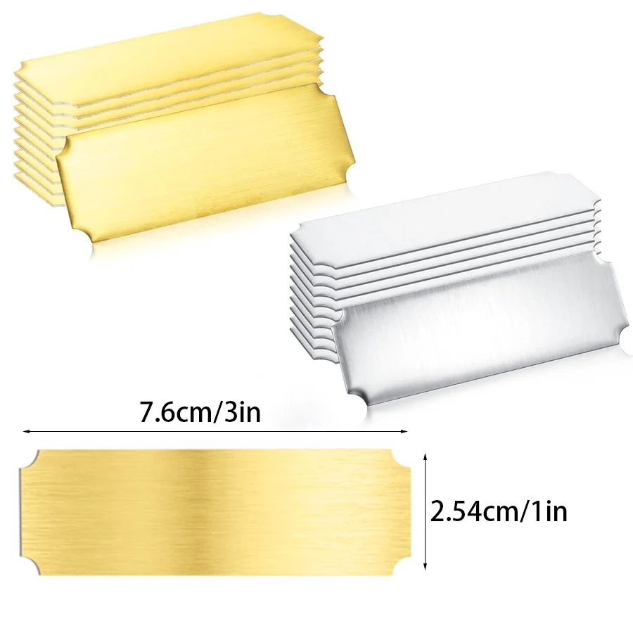  20pcs Engravable Stainless Steel Blank Tag, Metal Label Plates for Room Door Markers, Desk Name Tags, Garden Plant Signs XJM
