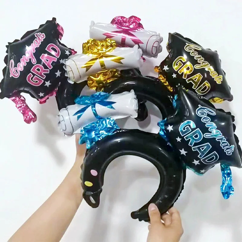 10/30/50 قطعة مجموعة جديدة سوداء قبعة التخرج عقال بالون مجموعة نفخ 2025 موسم التخرج زينة الحفلات