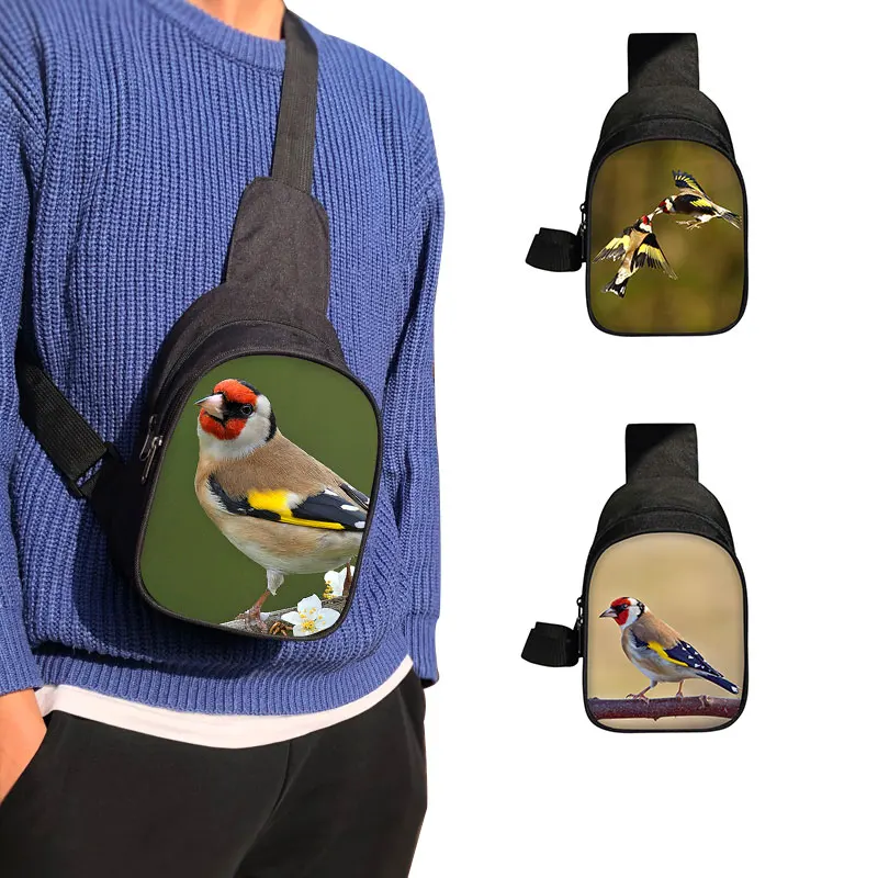 Cute Birds Goldfinch Print Chest Bags Blue Marsh Tit Crossbody Bag for Travel Coal Tit Shoulder Bags Purse Phone Key Holder