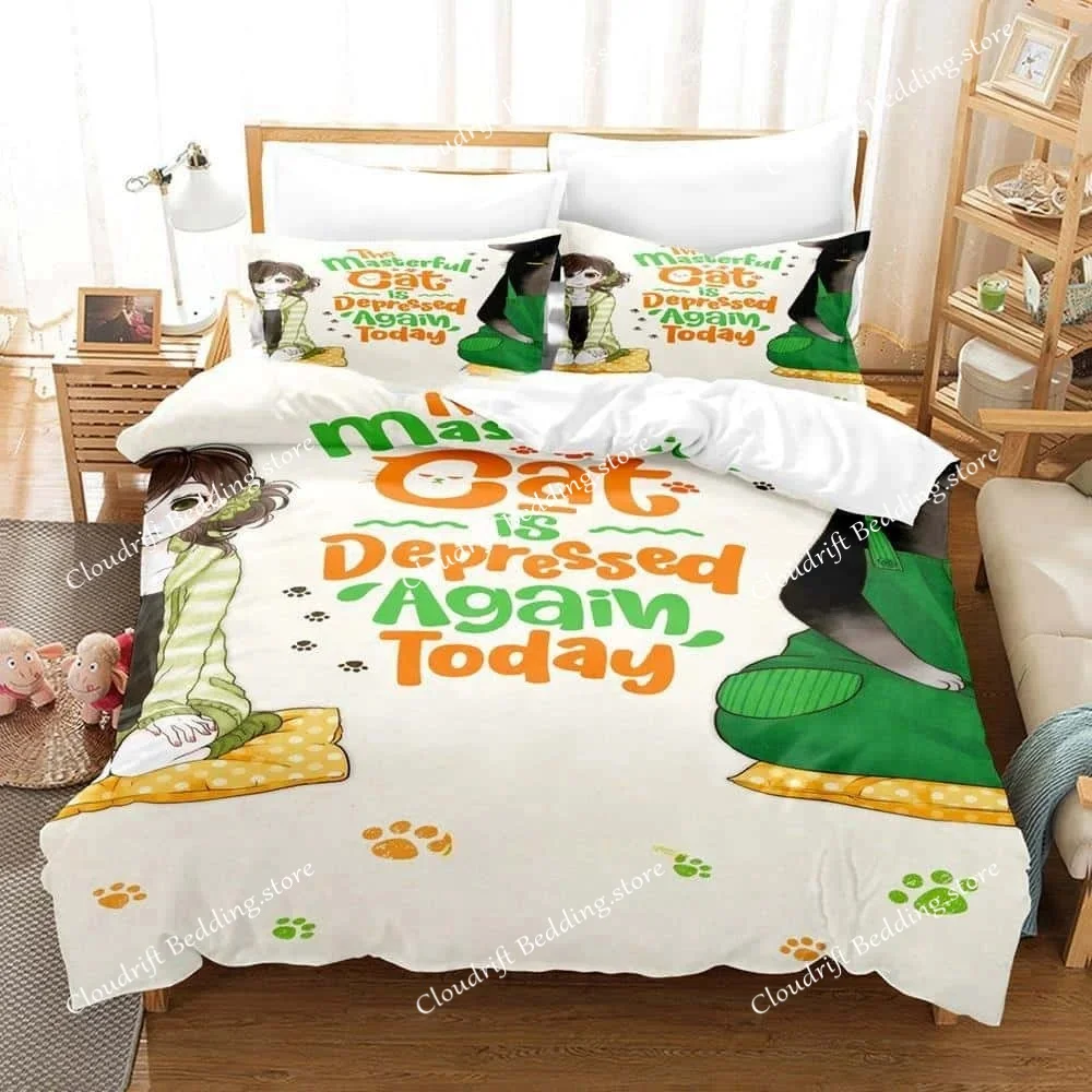 3d Print The Masterful Cat Is Depressed Again Today Bedding Set Cartoon Anime  Adult Kid Bedroom Duvet Cover Sets