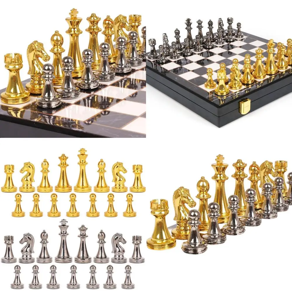 

Adult Marble Chess Set with Zinc Alloy Pieces - Portable Travel Chess for Beginners to Pros