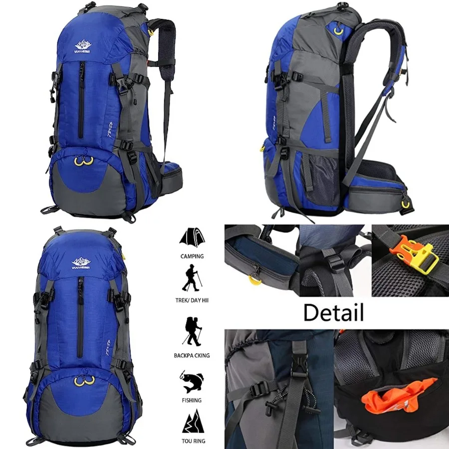 

50L Hiking Backpack Men Camping Backpack with rain cover 45l+5l Lightweight Backpacking Backpack Travel Backpack