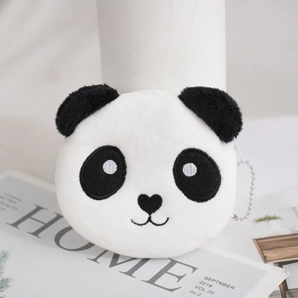 Monedero de peluche de Panda de dibujos animados Kawaii, bolso de billetera cero de felpa con oso y pollo, colgante, billetera cero, bolsa de almacenamiento de dibujos animados para niños