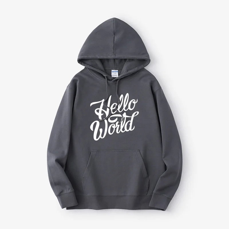 

Proammer Proammer Hello World GEEK Hoodie Sweatirt Street Sle Cotton Long Sve Loose Fit Printed ex Student Wear